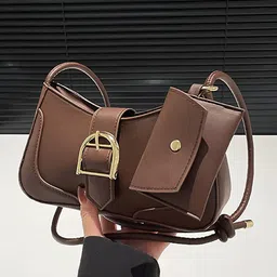 LULU & SKY PU Oversized Half Moon Shoulder Bag with Tasselled-image-96