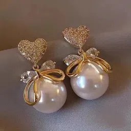 SZN Korean Artificial Stones Studded and Beads Beaded Contemporary Drop Earrings-2