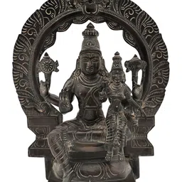 Exotic India Antique Black & Beige Lord Vishnu Idol Showpiece-image-10