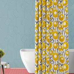 ArtzFolio White & Yellow Floral Printed Waterproof Shower Curtain-image-71