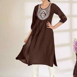 Glomee Women Embroidered Regular Sequinned Pure Cotton Kurta with Trousers-picture-5