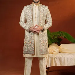 TheEthnic.Co Heavy Embroidered Front Open Sherwani Set-image-33