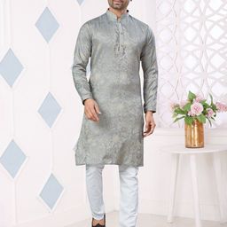 OUTLUK Floral Woven Design Mandarin Collar Art Silk Straight Kurta-image-29