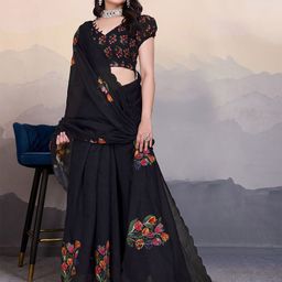 Sadika Floral Print Aari Work Arani Saree-picture-52