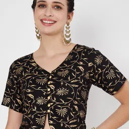 studio rasa Women Floral Print V-Neck Short Sleeves Top-78