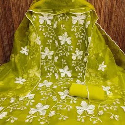 HERE&NOW Embroidered Organza Unstitched Dress Material-picture-21