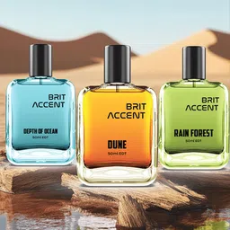 BRIT ACCENT Set Of 3 Depth Of Ocean-Rain Forest & Dune Eau De Toilette - 50 ml Each-image-90