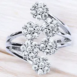 Nilu's Collection Silver-Plated American Diamond Studded Adjustable Finger Ring-41