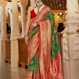 Anouk Floral Zari Patola Saree-image-58