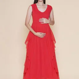Mine4Nine Chiffon Maternity A-Line Maxi Dress-image-61