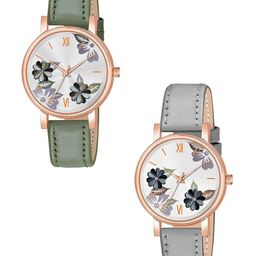 CSAMON Women Pack Of 2 Printed Dial & Straps Analogue Watch C36RG GRE GREY Fosil L-image-55