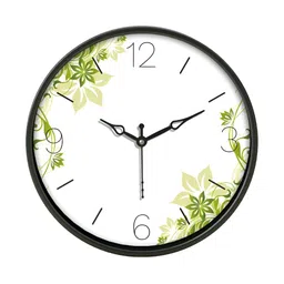 Aura White & Green Printed Traditional Wall Clock-14