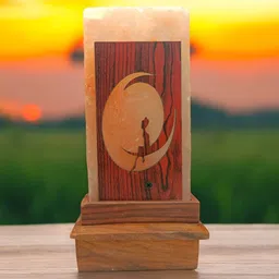 GLOBAL AROMA Brown Textured Rectangle Wooden Table Lamp-42
