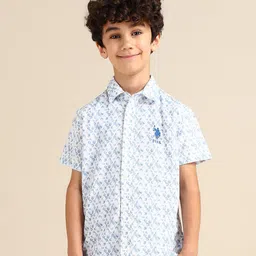 U.S. Polo Assn. Kids Boys Classic Spread Collar Abstract Printed Cotton Casual Shirt-image-44