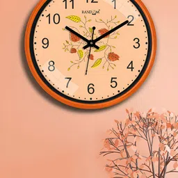 RANDOM Orange & Black Printed Traditional Wall Clock-12
