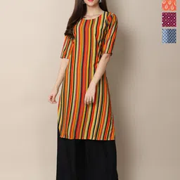 Anouk Rustic Women Pack OF-4 Ethnic Motifs Printed Crepe Kurta-image-57