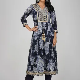 Charitra Women Floral Printed Regular Kurta with Trousers & With Dupatta-image-22
