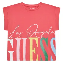 GUESS kids Girls Typography Printed Round Neck Cotton T-shirt-image-64