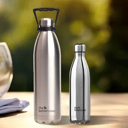 The Better Home Silver-Toned 2 Pieces Printed Stainless Steel Water Bottles-500 ml,1.9 L-image-72