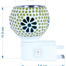 Gojeeva White & Blue Glass Camphor Diffuser With Switch And Lamp image 3