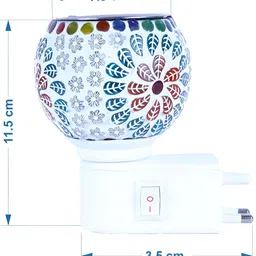 Gojeeva White & Blue Camphor Diffuser Glass With Switch And Lamp image 2