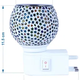 Gojeeva White & Blue 2 Pcs Camphor Diffuser Glass With Switch image 2