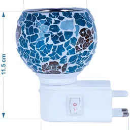 Gojeeva Blue & Yellow Glass Camphor Diffuser With Switch image 3