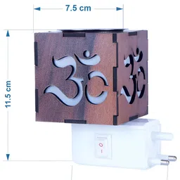 Gojeeva Brown & White Camphor Diffuser Wooden & Glass With Switch image 3