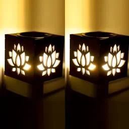 Gojeeva 4 Pcs Brown & White Camphor Diffuser Glass With Switch image 5