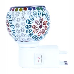 Gojeeva White & Green Camphor Diffuser Glass With Switch And Lamp image 3