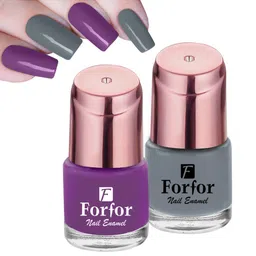 FORFOR Set of 2 Perfect Stay Glossy Nail Polish 6 ml Each - Glossy Purple & Glossy Grey-12