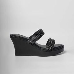 CAI Embellished Two Strap Open Toe Wedges image 5