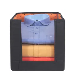 prettykrafts Set Of 9 Orange & Black Printed Foldable Rectangle Shirt Stacker Organisers image 2