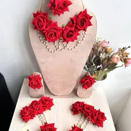 AGARWALPRODUCT Beaded & Flower Bridal Haldi Mehndi Baby Shower Jewellery Set-25