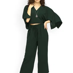IZEL Women Mid-Rise Flared Pleated Trousers-image-48