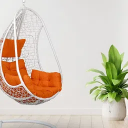 Swingzy White & Orange-Colored Textured Nike Spyder Hammock Swing With Cushion-1