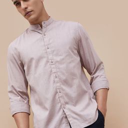 CODE by Lifestyle Mandarin Collar Cotton Casual Shirt-image-94