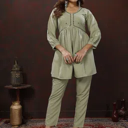 S.K.C Embroidered V-Neck Tunic with Trouser-picture-9