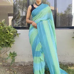 KALINI Striped Pure Chiffon Ready to Wear Saree-image-73