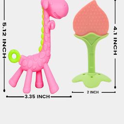 Kritiu Set Of 2 Textured Silicone Giraffe & Stand Teether image 2