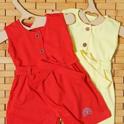 THE MAPLES FASHION Infant GirlsPack of 2 Hosiery Cotton Knee LengthDress With Belt-8