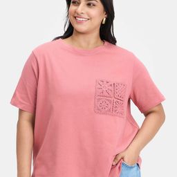 Virgio Cotton Collection Plus Size Embroidered Round Neck Relaxed Fit Cotton T-Shirt-image-29