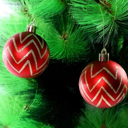 TAYHAA Set Of 12 Red & White Sparkling Joy Christmas Ornaments-16