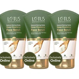 Lotus Botanicals Set Of 3 Baking Soda Deep Cleansing Face Scrub - 100g Each image 1