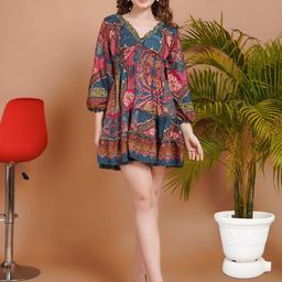Boholyfe Women Celina Peacock Radiance Empire Mini Dress-image-58
