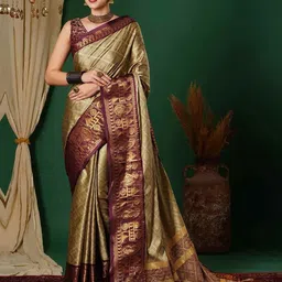 HERE&NOW Woven Design Zari Pure Silk Saree-image-63
