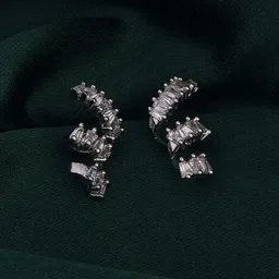 SHONA'S STYLE Stainless Steel Rhodium-Plated AD Studded Quirky Shaped Studs-image-89