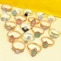 DIVYANSHI COLLECTION Set of 18 Gold & Silver Plated Stackable Finger Ring-6