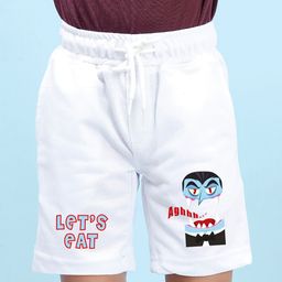 NUSYL Boys White Let's eat Text Printed Shorts-25