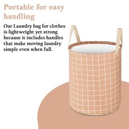 Aura 6Pcs Grey & White Checked Foldable Laundry Bag With Handle - 60 L image 4